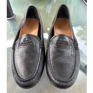 Coach Mary Lock Up Black Pebbled Leather Loafers Driving Mocs A00925 Womens 7.5